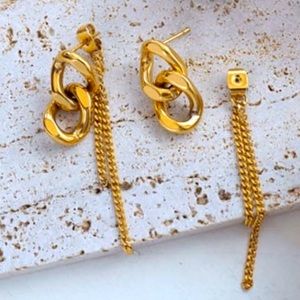 Gold Plated Link Earrings EUC